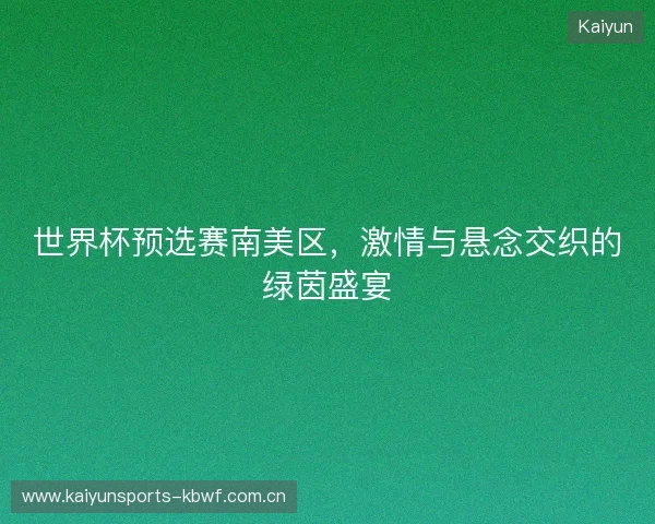 世界杯预选赛南美区，激情与悬念交织的绿茵盛宴